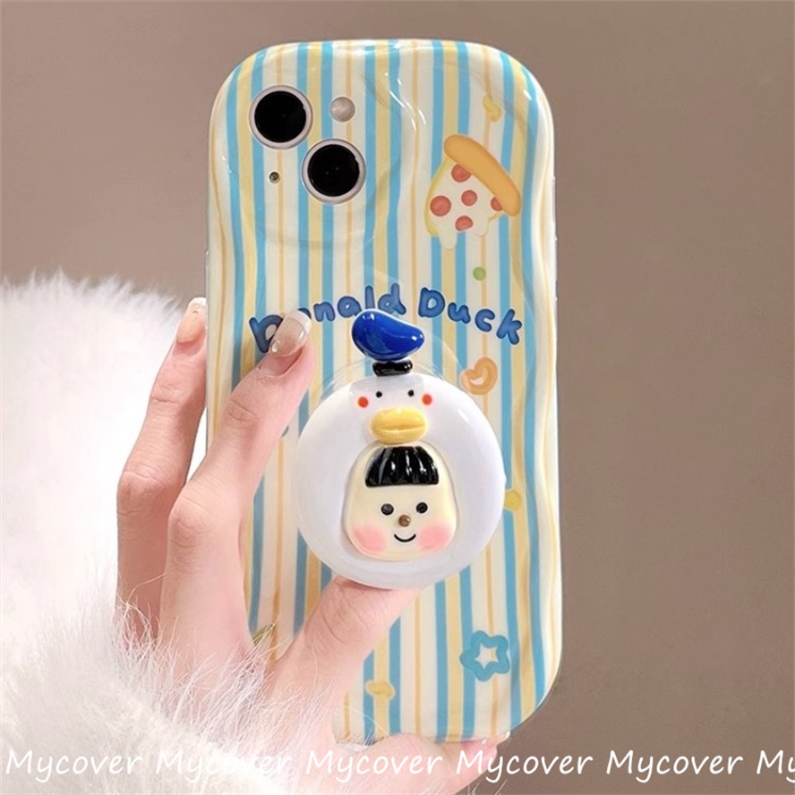 Ốp Điện Thoại Silicon Mềm Hình Vịt Donald Vui Nhộn Có Giá Đỡ Cho iPhone 11 13 12 14 Pro Max X XR Xs Max 6 7 8 Plus