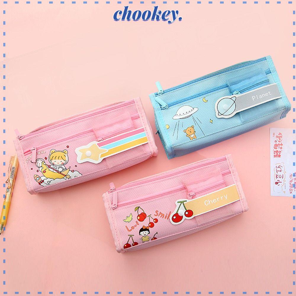 CHOOKEY Túi Đựng Bút Cỡ Lớn Họa Tiết Hoạt Hình Đáng Yêu Cho Học Sinh