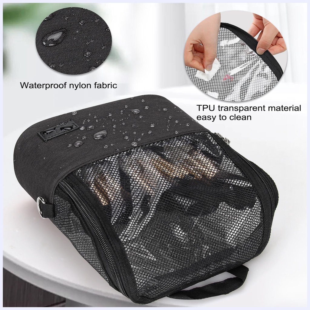 Túi đựng cọ trang điểm phân vùng di động xiên thắt lưng túi lưu trữ túi đựng cọ trang điểm di động trong suốt