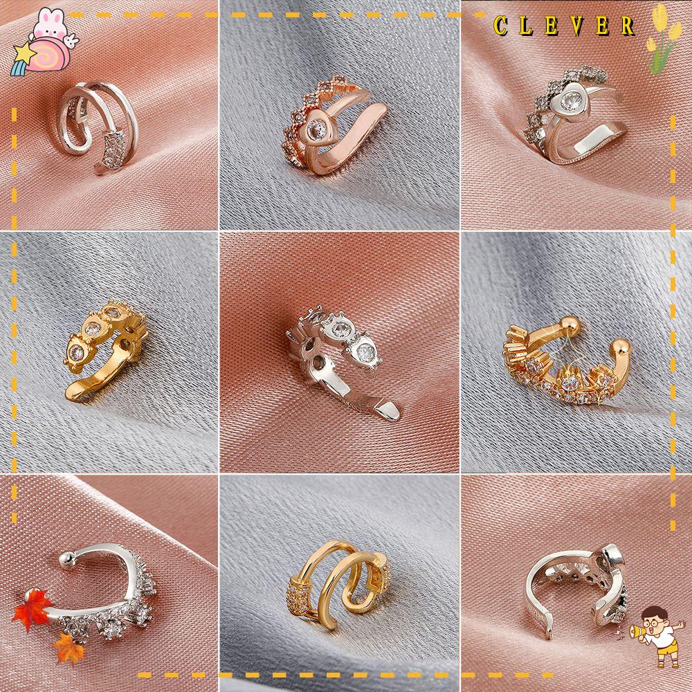 CLEVER Khuyên Kẹp Vành Tai Màu Vàng Kim Có Thể Điều Chỉnh Kích Cỡ