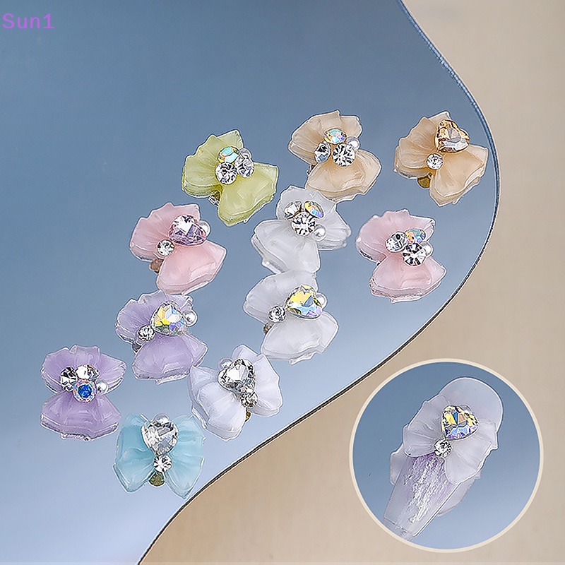 Sun1 &gt; Phụ Kiện Trang Trí Móng Tay Nghệ Thuật Bằng Hợp Kim Acrylic Mặt Kính Pha Lê Hình Bướm