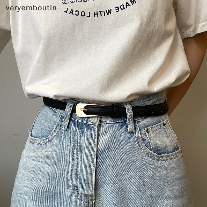 Thắt Lưng Da PU Khóa Kim Loại Kiểu Vintage Thời Trang Cho Nữ