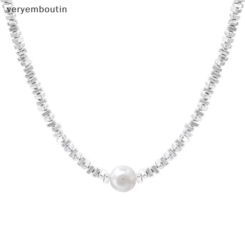 Vòng cổ Bạc Đính Ngọc Trai Nhân Tạo Lấp Lánh Thời Trang Cho Nữ