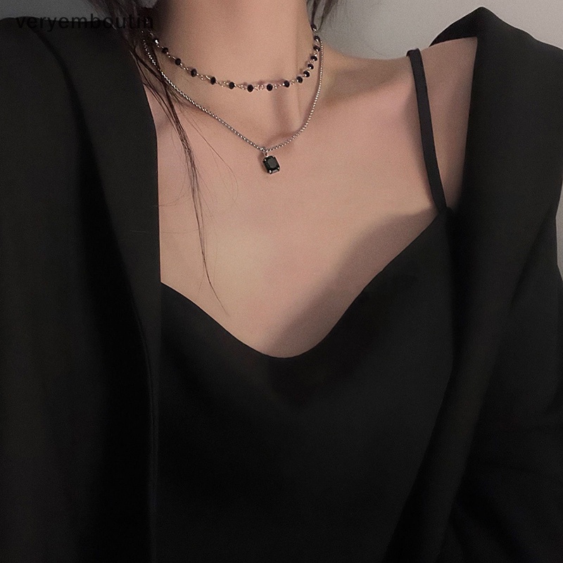 Vòng Cổ Choker Hai Lớp Màu Đen Thời Trang Dành Cho Nữ