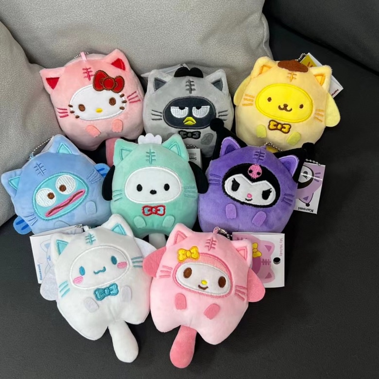 SANRIO Móc Khóa Búp Bê Nhồi Bông Hình Kuromi Melody Cinnamoroll Dễ Thương