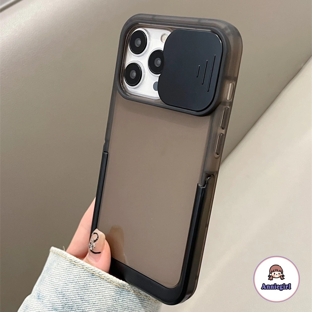 Ốp Điện Thoại Dẻo Kèm Giá Đỡ Kiểu Đẩy Chống Sốc Bảo Vệ Ống Kính Máy Ảnh Cho IPhone 14 13 12 11 Pro Max