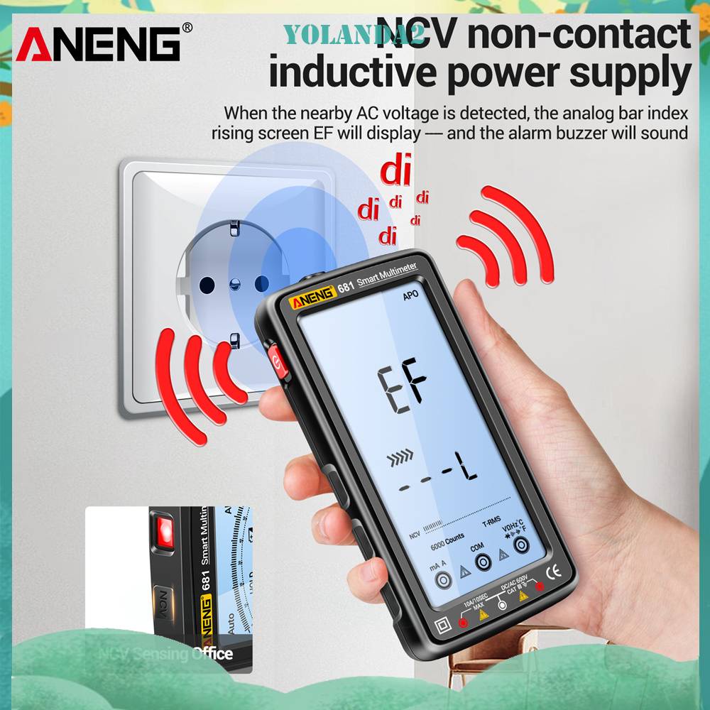 Vạn Năng Kế Điện Tử Thông Minh ANENG 681 Có Thể Sạc Lại RMS Multimetr Hz Ohm Diode