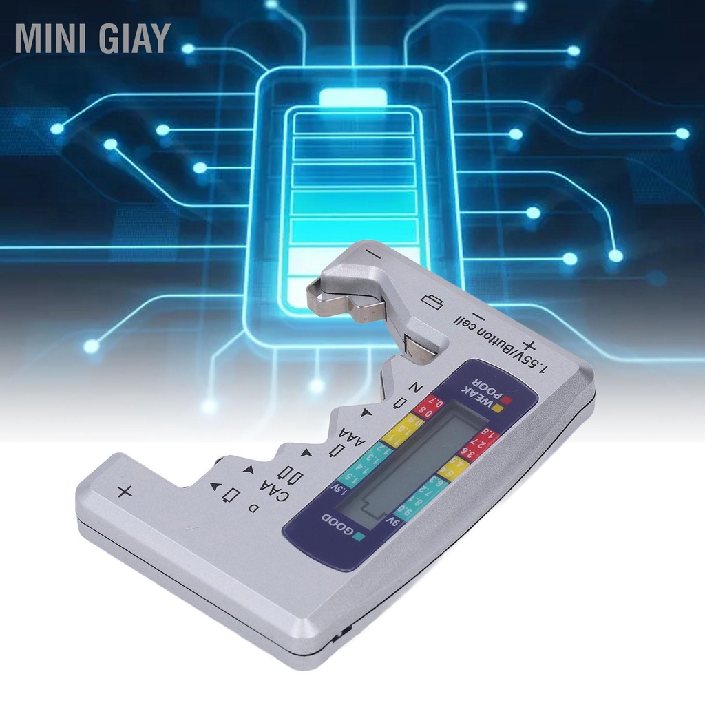 Mini Giay Máy Kiểm Tra Pin Kỹ Thuật Số ABS Màn Hình LCD Nút Cell Cho Đo Sáng 1.5V 9V