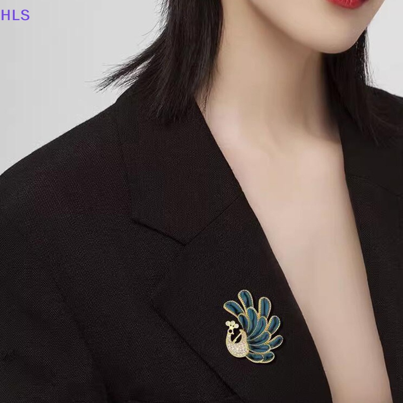 Ghim Cài Áo Hình Chim Công Đính Đá Dễ Thương Phong Cách Hàn Quốc