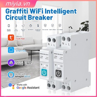 [sẵn sàng] Cầu dao thông minh Wifi Tuya 63a có đo sáng Rơle hẹn giờ Din Rail Công tắc không dây Hoạt động với Alexa Google Yandex miyia