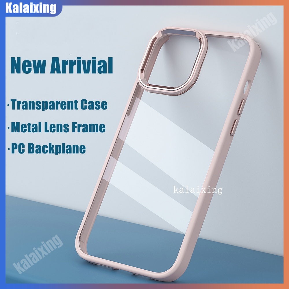 Ốp Điện Thoại Cứng Trong Suốt Viền Kim Loại Cho iPhone 14Pro Max13 Pro Max 12 13 Mini 12Pro Max