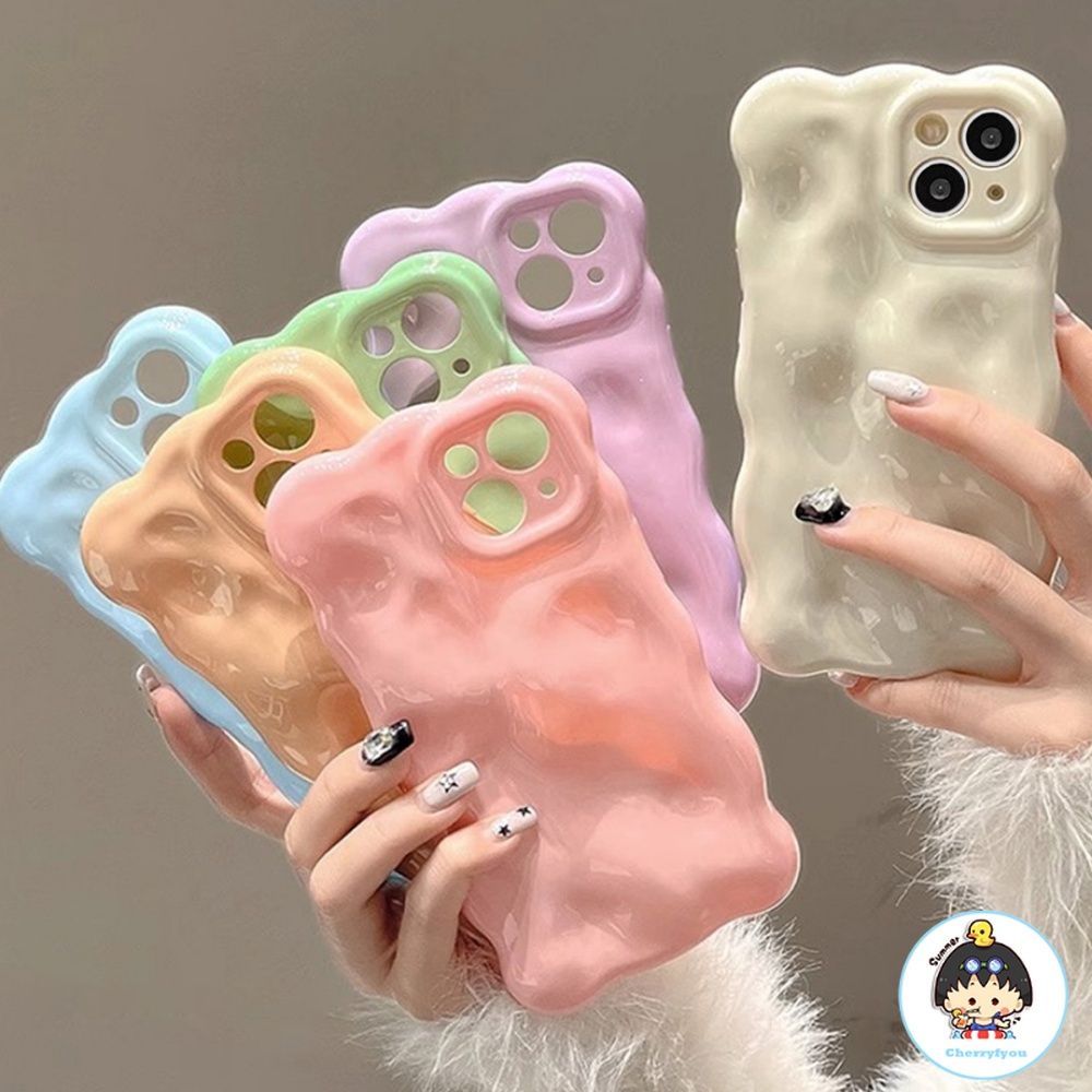 Ốp Điện Thoại TPU Mềm Chống Sốc Họa Tiết Gợn Sóng Màu Macaron Cho IPhone 11 12 13 14 Pro Max