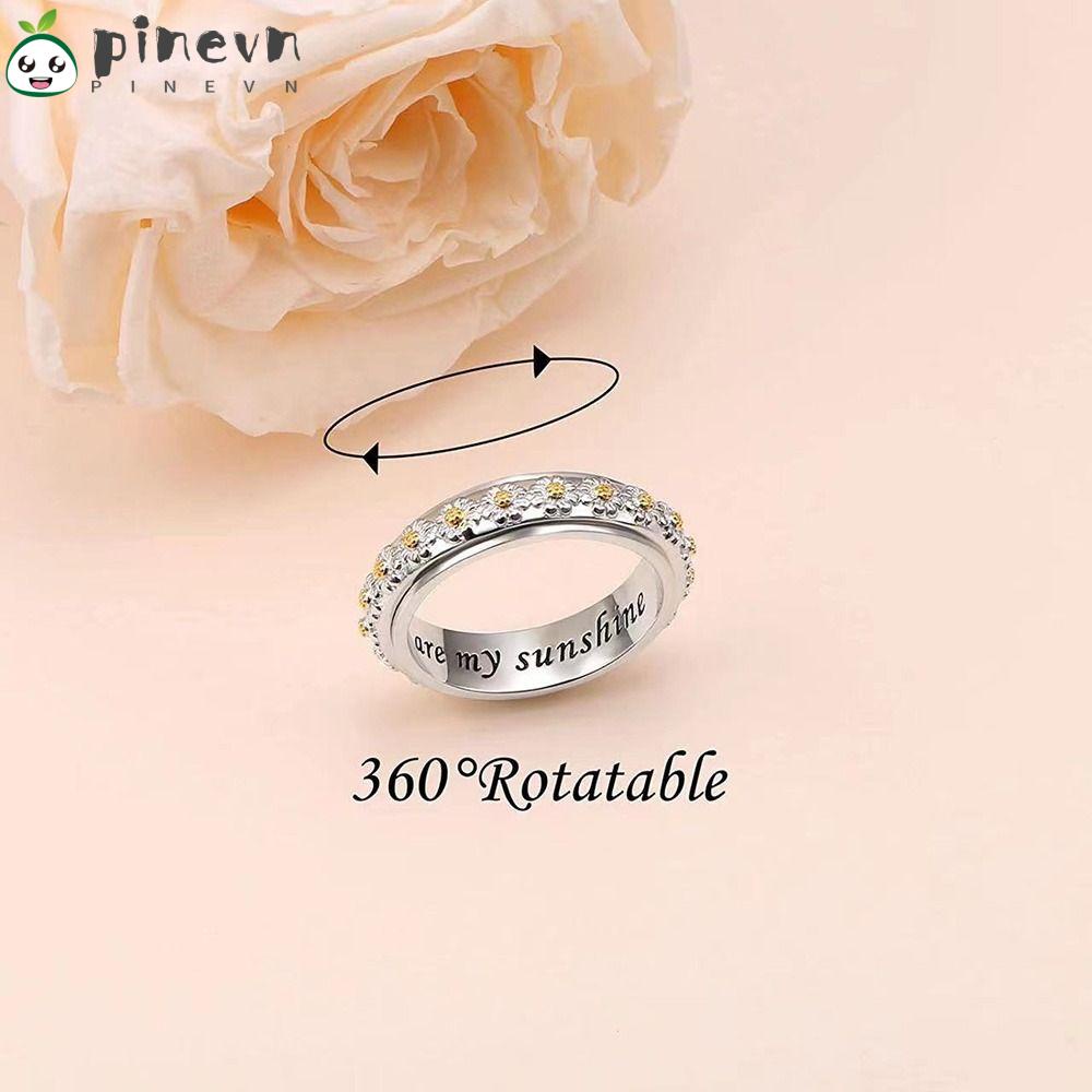 PINEVN Nhẫn Xoay Hình Hoa Cúc Thời Trang Dành Cho Nữ