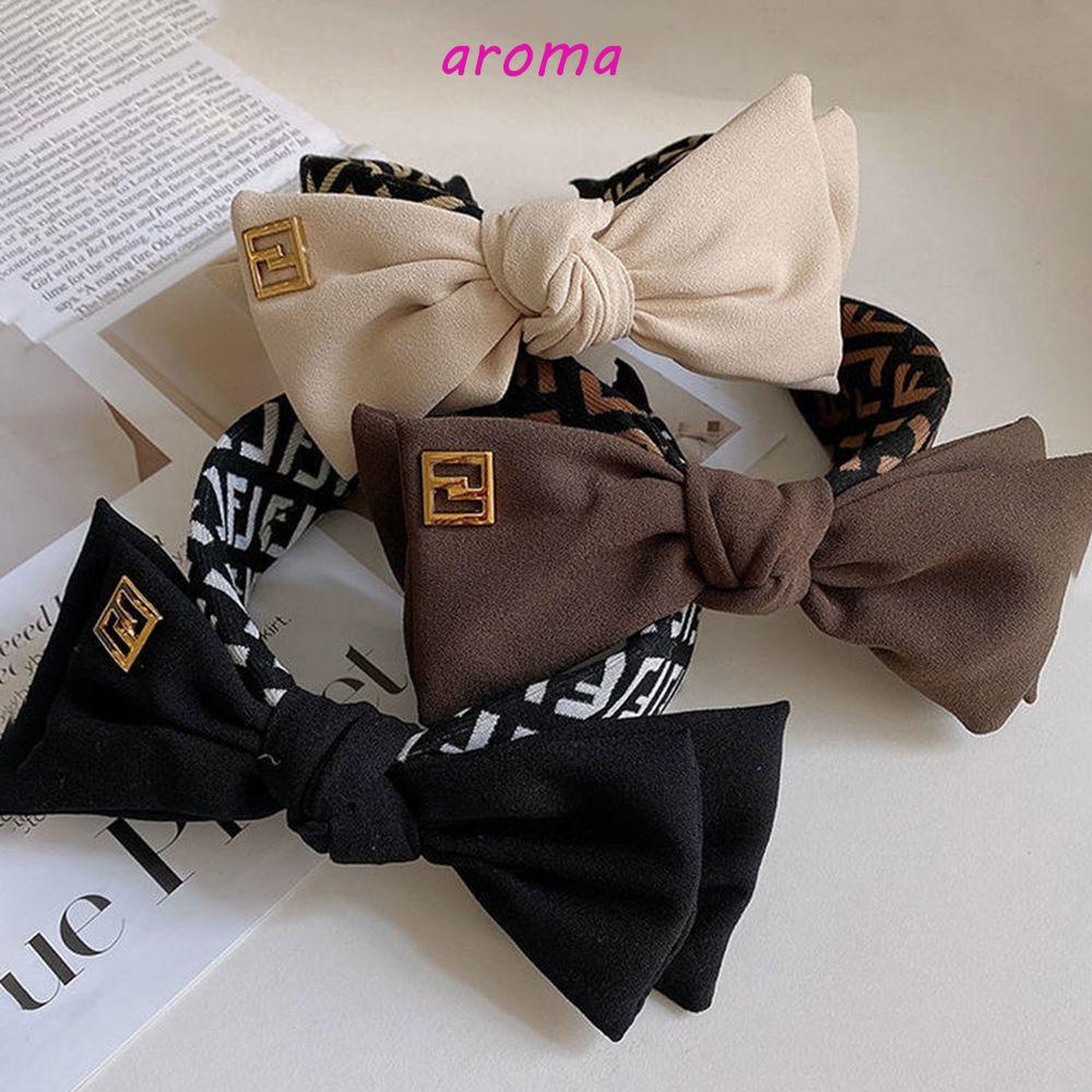 AROMA Băng Đô Thắt Nơ In Chữ Phong Cách Pháp Cổ Điển Dành Cho Nữ