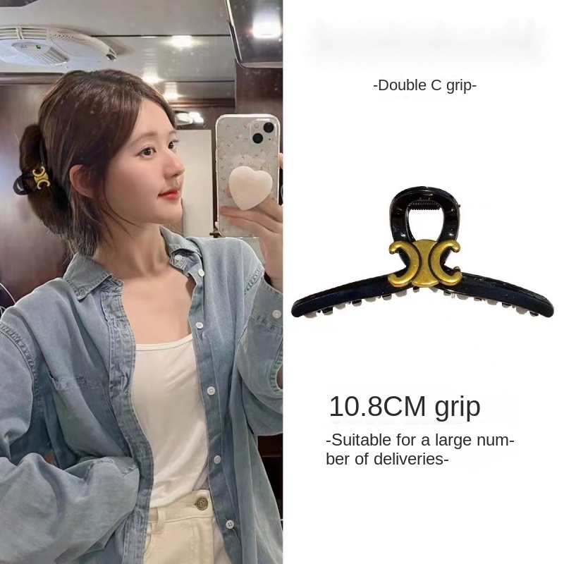 Kẹp Tóc Hình Cá Mập Màu Đen Phong Cách Retro Cao Cấp Cho Nữ