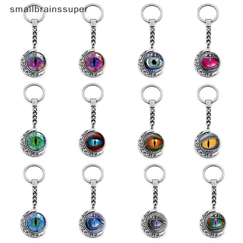 Smallbrainssuper Móc Khóa Hai Mặt Đính Đá Mặt Trăng Thời Trang Vintage Sáng Tạo SBS