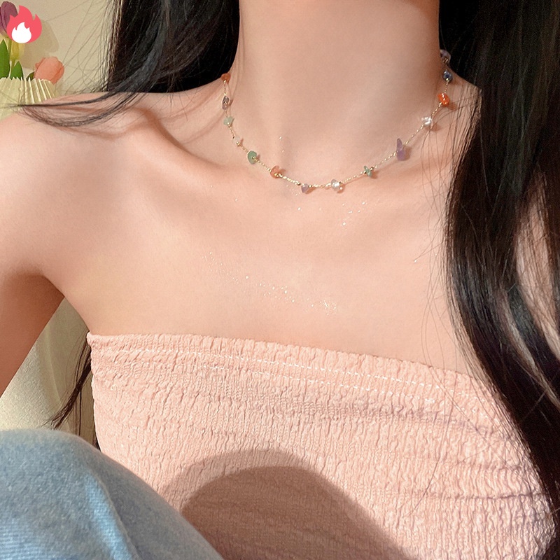 Vòng Cổ Choker Bằng Đá Tự Nhiên Ngọt Ngào Dễ Thương Thời Trang Mùa Hè Cho Nữ