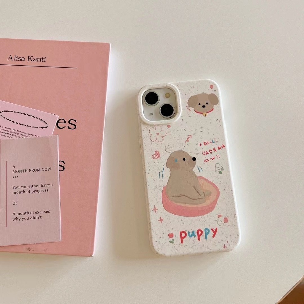 Ốp Điện Thoại Chống Sốc Có Thể Phân Hủy Được Họa Tiết Cún Dễ Thương Cho Iphone 13Promax 14 11 12