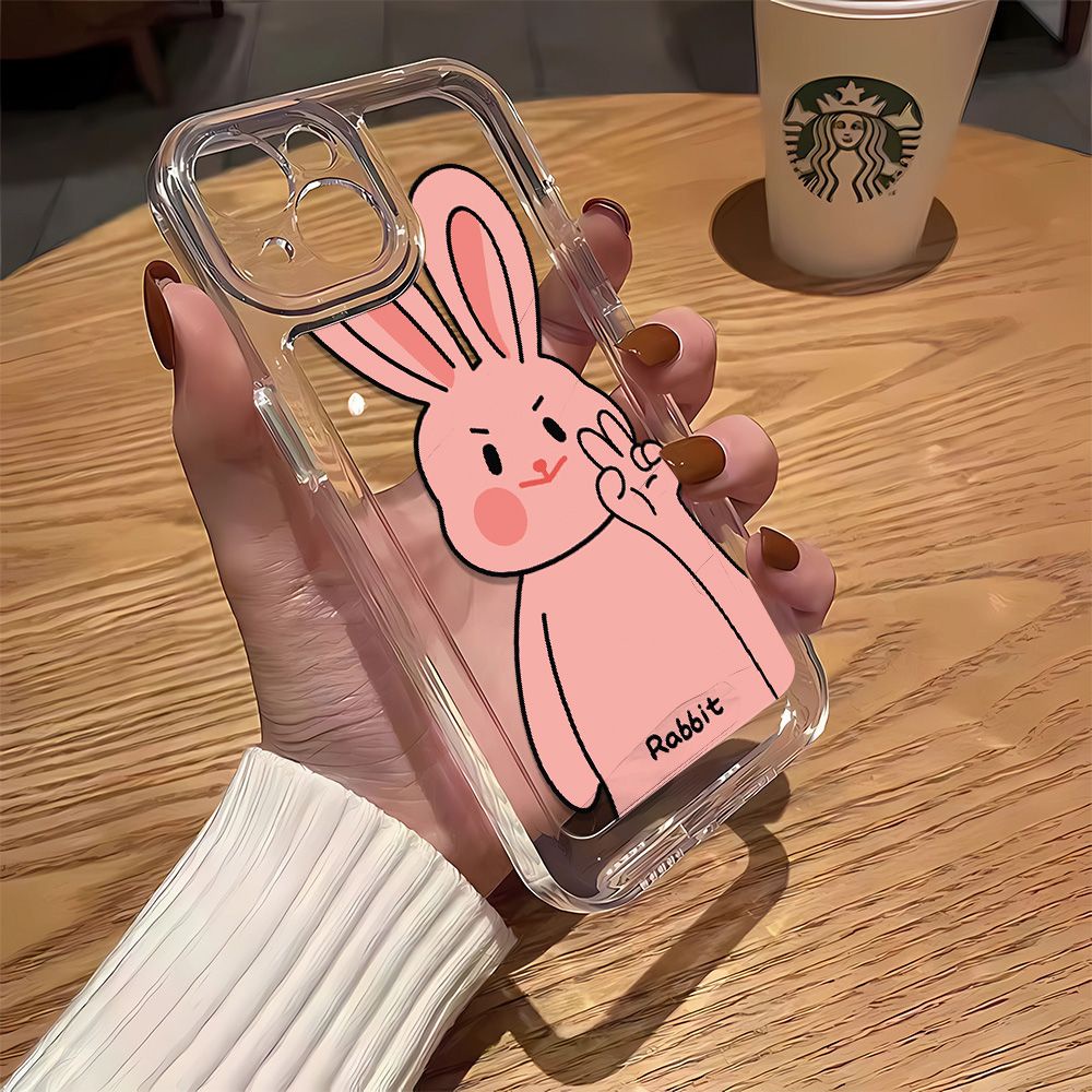 Ốp Điện Thoại Dẻo Màu Hồng Họa Tiết Hoạt Hình Chú Thỏ Dễ Thương Chống Bụi Bẩn Cho iPhone14Promax11 13 7128