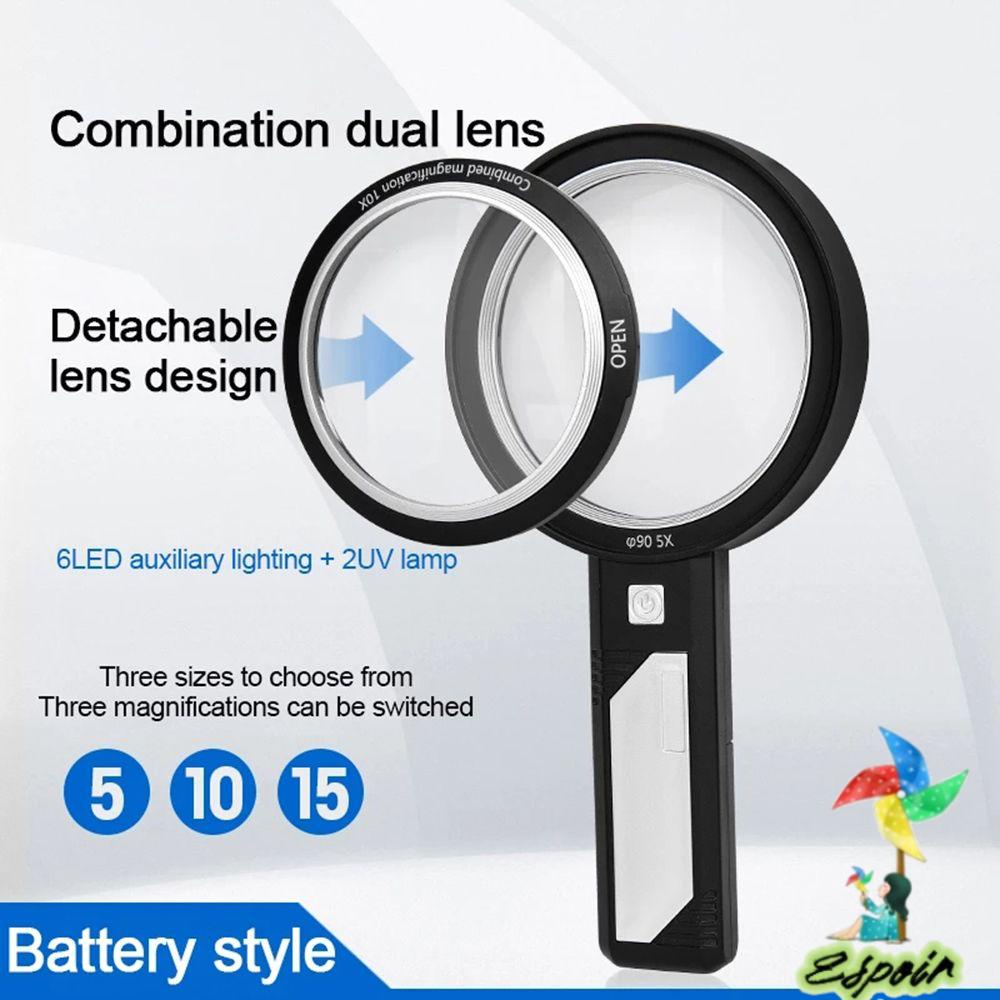 ESPO Kính Lúp Có 8 Đèn Led Với Lens Phóng To 5X 10X 15X