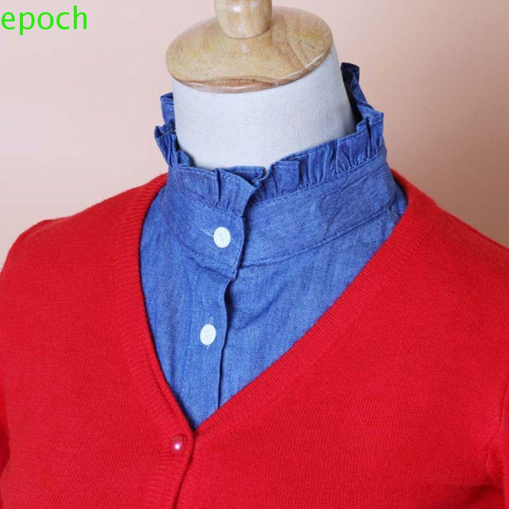 EPOCH Cổ Áo Sơ Mi Giả Họa Tiết Kẻ Sọc Thời Trang Ngọt Ngào Cho Nữ