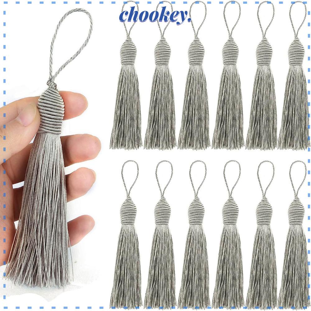 CHOOKEY Set 20 Móc Khóa Tua Rua 15cm Màu Xám Dùng Làm Trang Sức