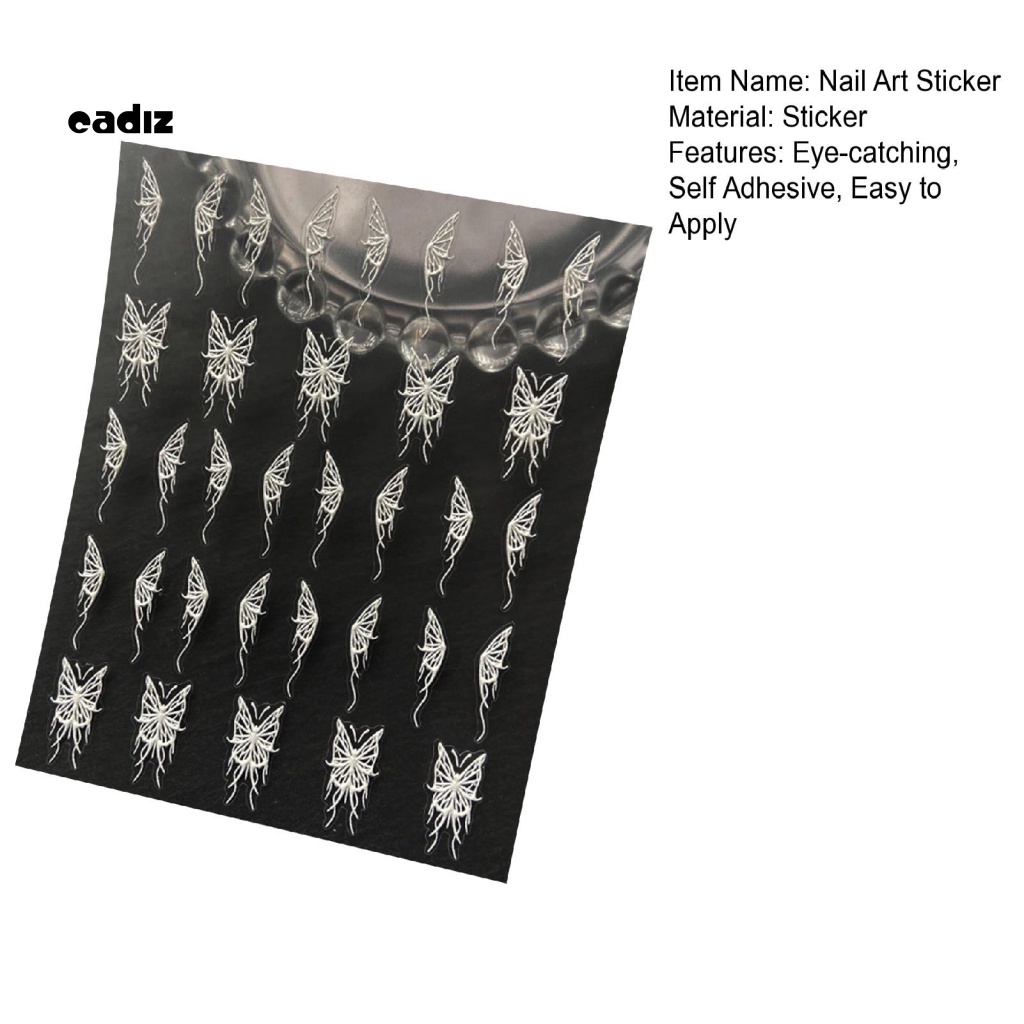 Miếng Dán Trang Trí Móng Tay Chống Rơi Hình Bướm Màu Trắng Đen Mini DIY