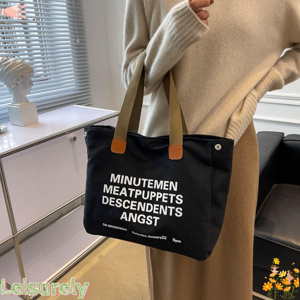 LEILY Túi vải Cỡ Lớn In Chữ Thời Trang Cho Nữ