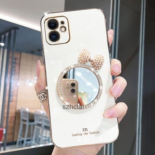 ốp lưng iPhone 11 11 PRO 11 PRO MAX Ốp Điện Thoại Silicon Mềm Mạ Gương Trang Điểm Đính Nơ Và Ngọc Trai Sang Trọng Cho iPhone 11 11 PRO 11 PRO MAX