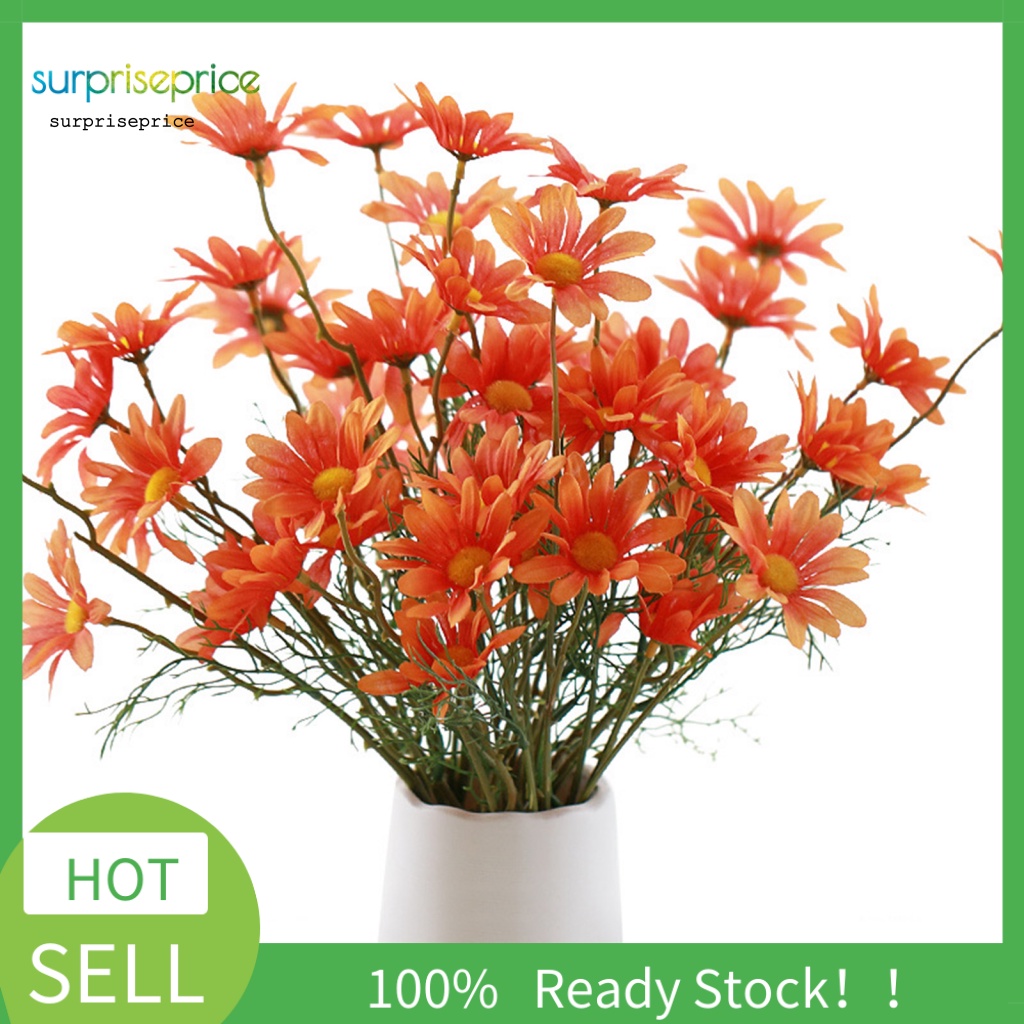 Bó Hoa Giả 5 Bông Bằng Lụa Nhiều Màu Chống Tia UV Trang Trí Nhà Cửa