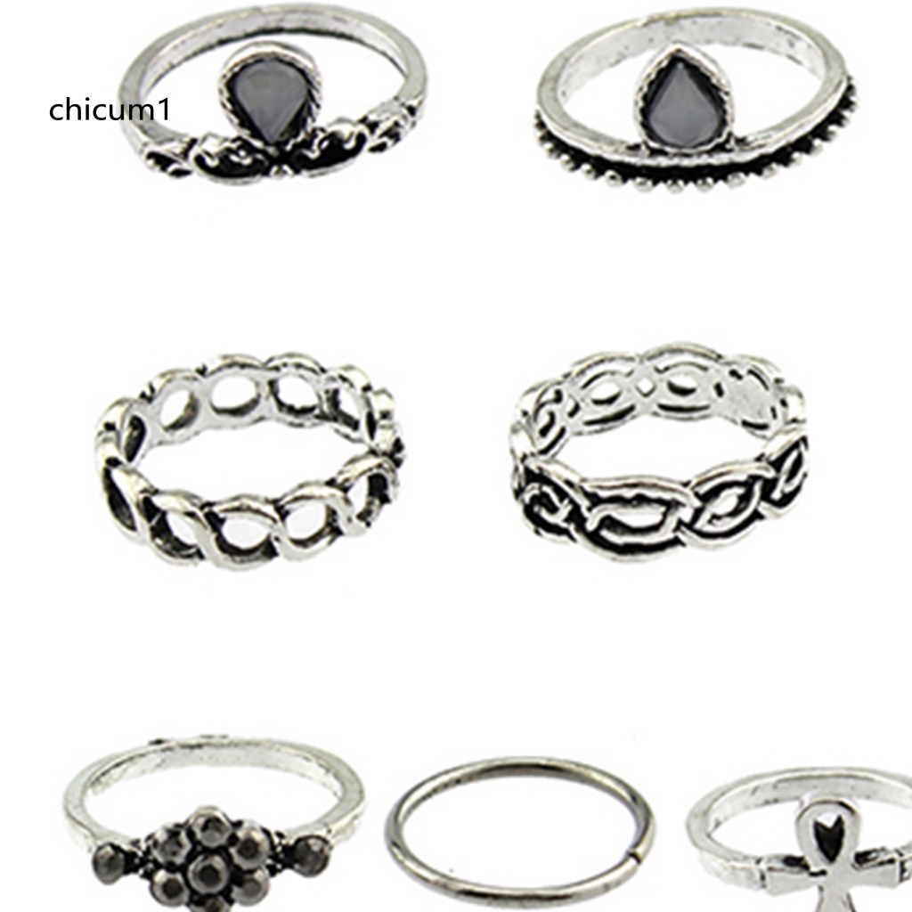 Set 10 Nhẫn Đeo Khớp Ngón Tay Phong Cách Vintage Cho Nữ