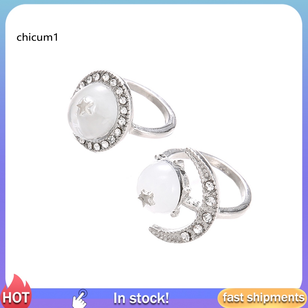 Set 2 Nhẫn Đốt Ngón Tay Trong Suốt Đính Đá Phong Cách Boho