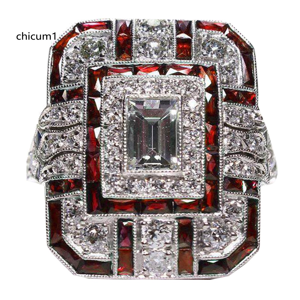 Nhẫn Đính Hôn Đính Đá Zircon Hình Vuông Phong Cách Cổ Điển Dành Cho Nữ