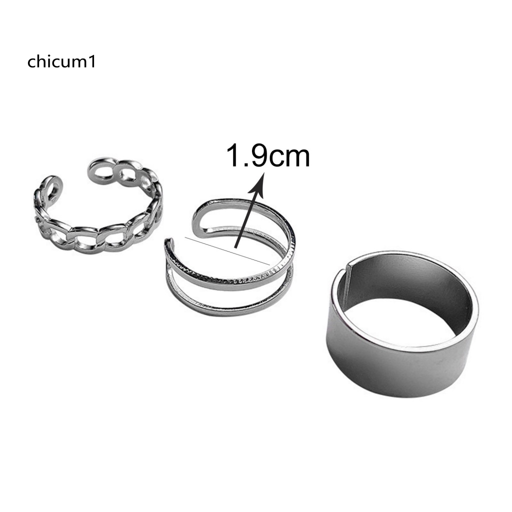 Bộ 3 Nhẫn Hợp Kim Có Thể Điều Chỉnh Phong Cách Punk Hip Hop Cho Nữ