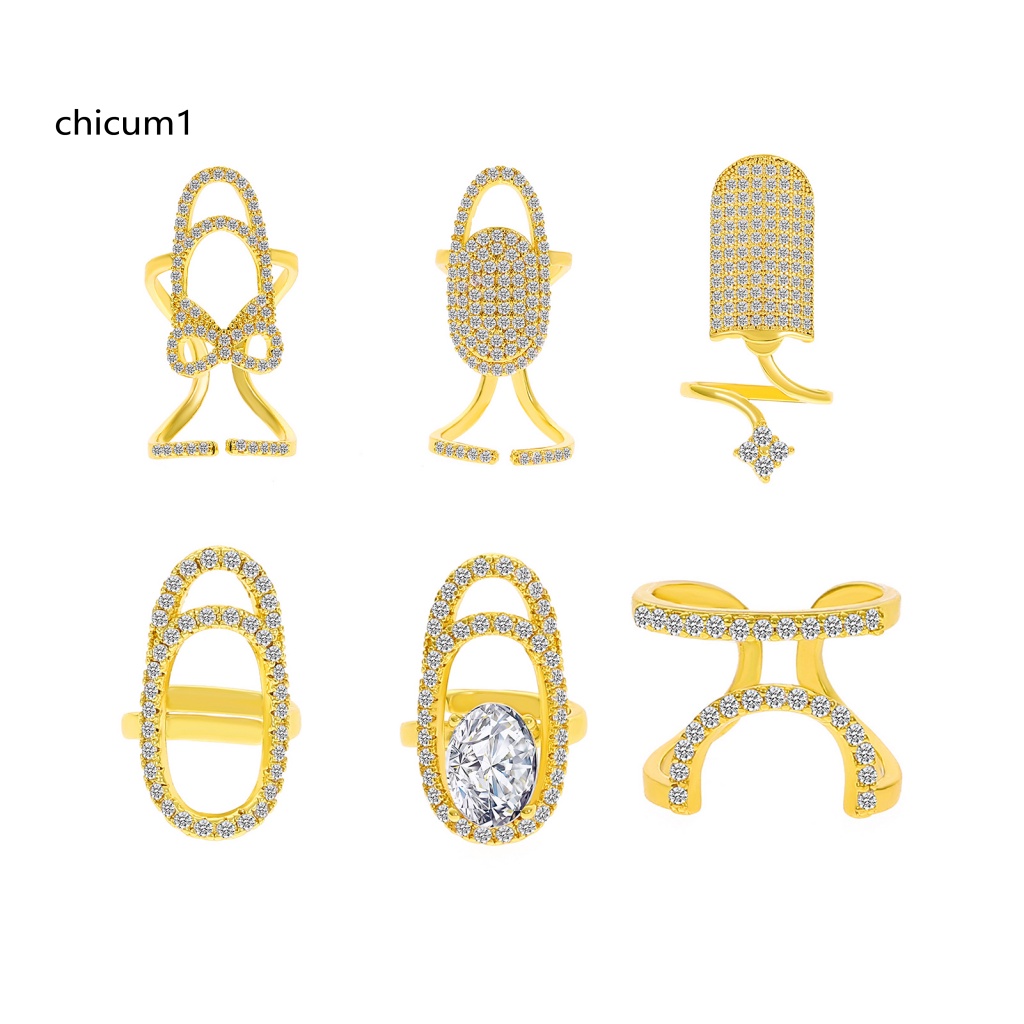 Nhẫn Hở Đính Đá Lấp Lánh Có Thể Điều Chỉnh Trang Trí Móng Tay