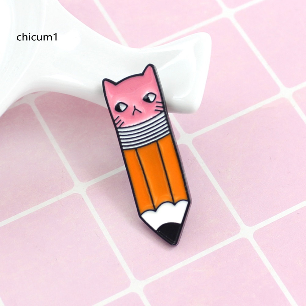 Ghim Cài Ba Lô / Balo Hình Mặt Mèo Bằng Kim Loại Tráng Men Dễ Thương