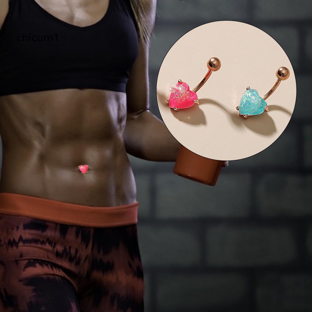 Khuyên RốN HìNh Tim ĐíNh Đá BằNg ThéP Không Gỉ