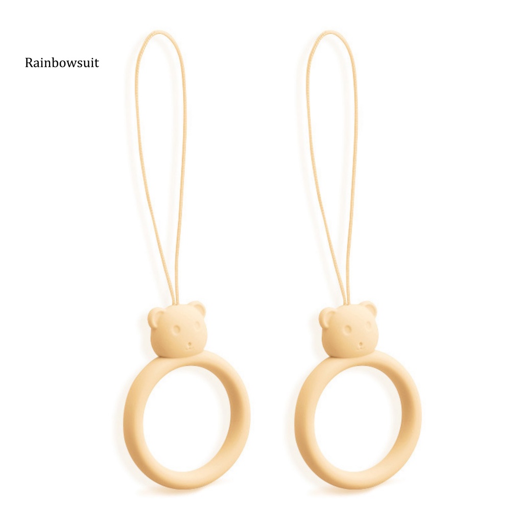 Set 2 Dây Đeo Điện Thoại Bằng Silicon Hình Gấu Hoạt Hình Thông Dụng