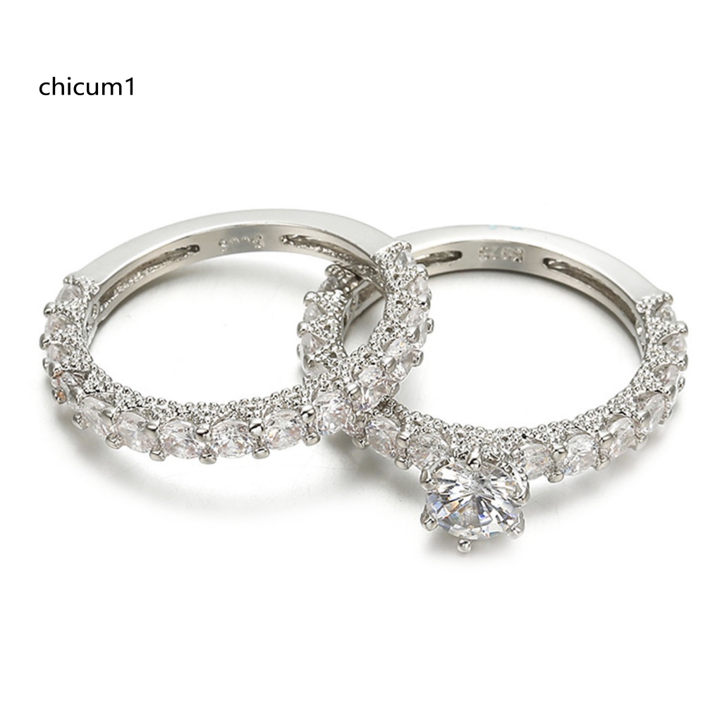 1 Cặp Nhẫn Đính Đá Toàn Diện Không Phai Màu Khối Lượng Nhẹ Dành Cho Nữ