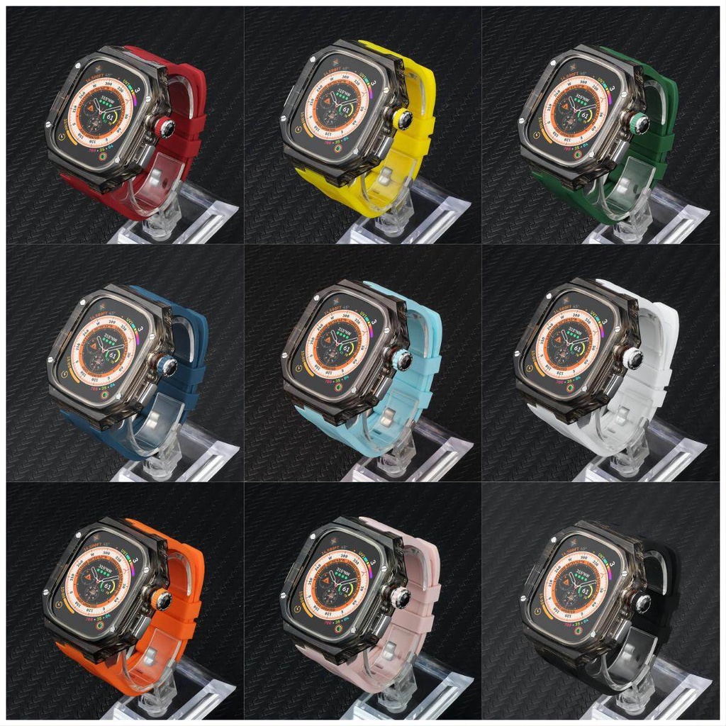 Dây Đeo Cao Su Trong Suốt Sang Trọng Cho Đồng Hồ Thông Minh Apple Watch series 8 7 Ultra 49mm 45mm I Watch 6 5 se 4 44mm 45mm