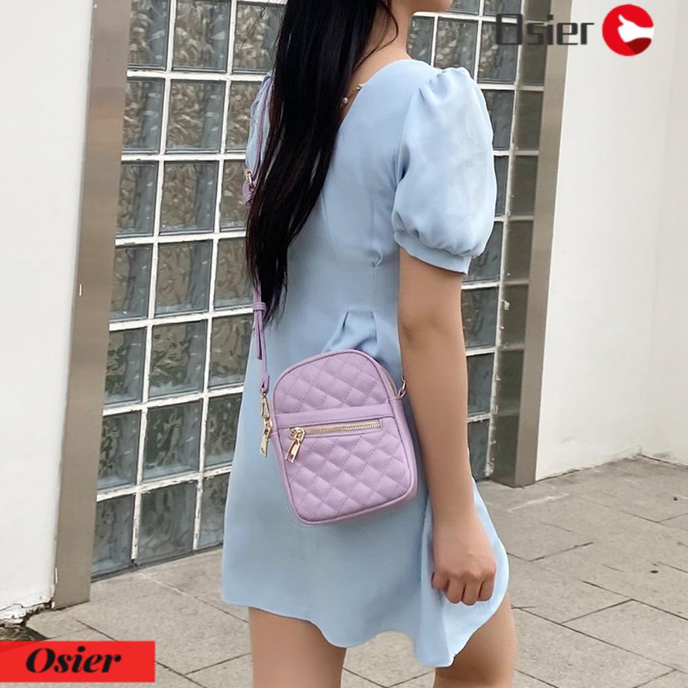 OSIER1 Túi Đeo Chéo Da PU Mini Màu Trơn Họa Tiết Kẻ Sọc Phong Cách Vintage Cho Nữ