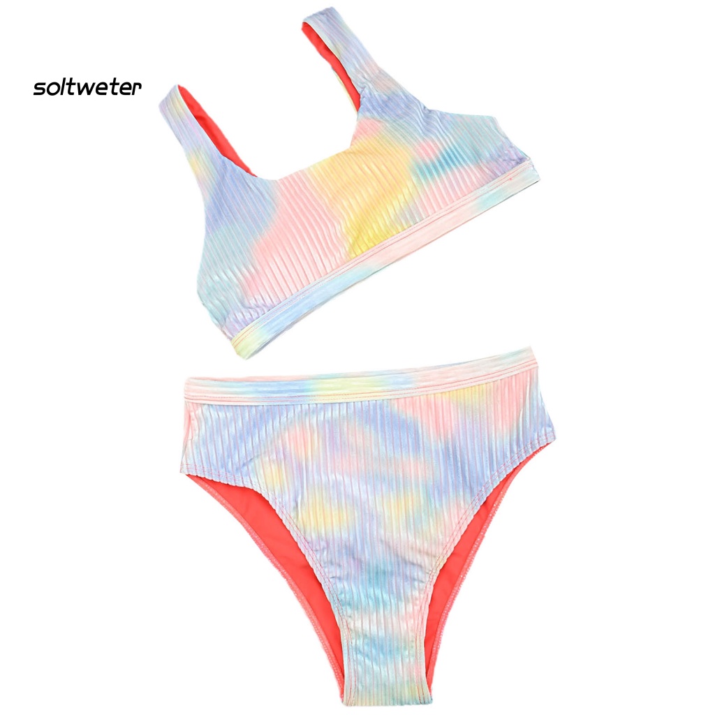 Bộ Đồ Bơi Bikini Lưng Cao Nhuộm Màu Quyến Rũ Thời Trang Mùa Hè Cho Nữ