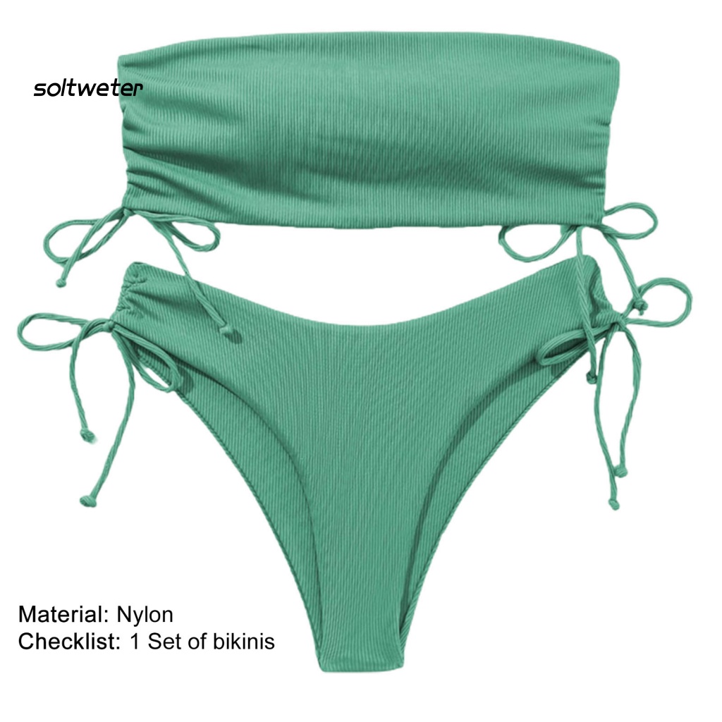 Bộ Bikini 2 Mảnh Không Dây Nâng Ngực Màu Sắc Thời Trang