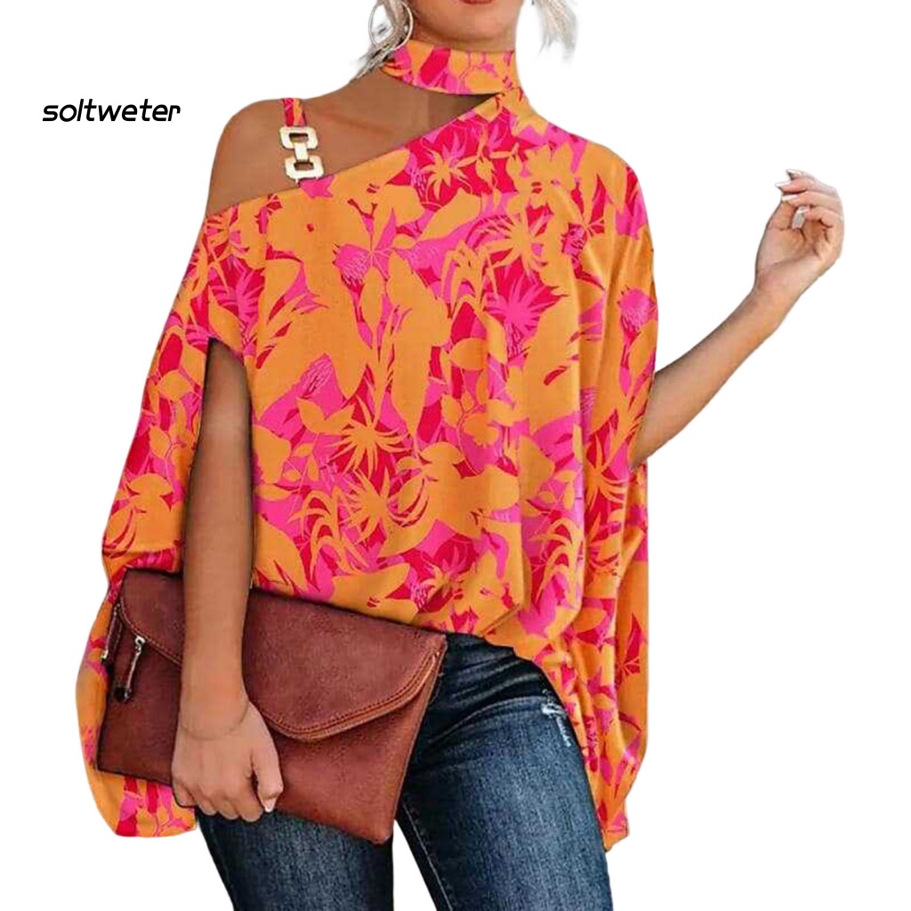 Áo Thun Lệch Vai Dáng Rộng Thời Trang Mùa Thu Cho Nữ