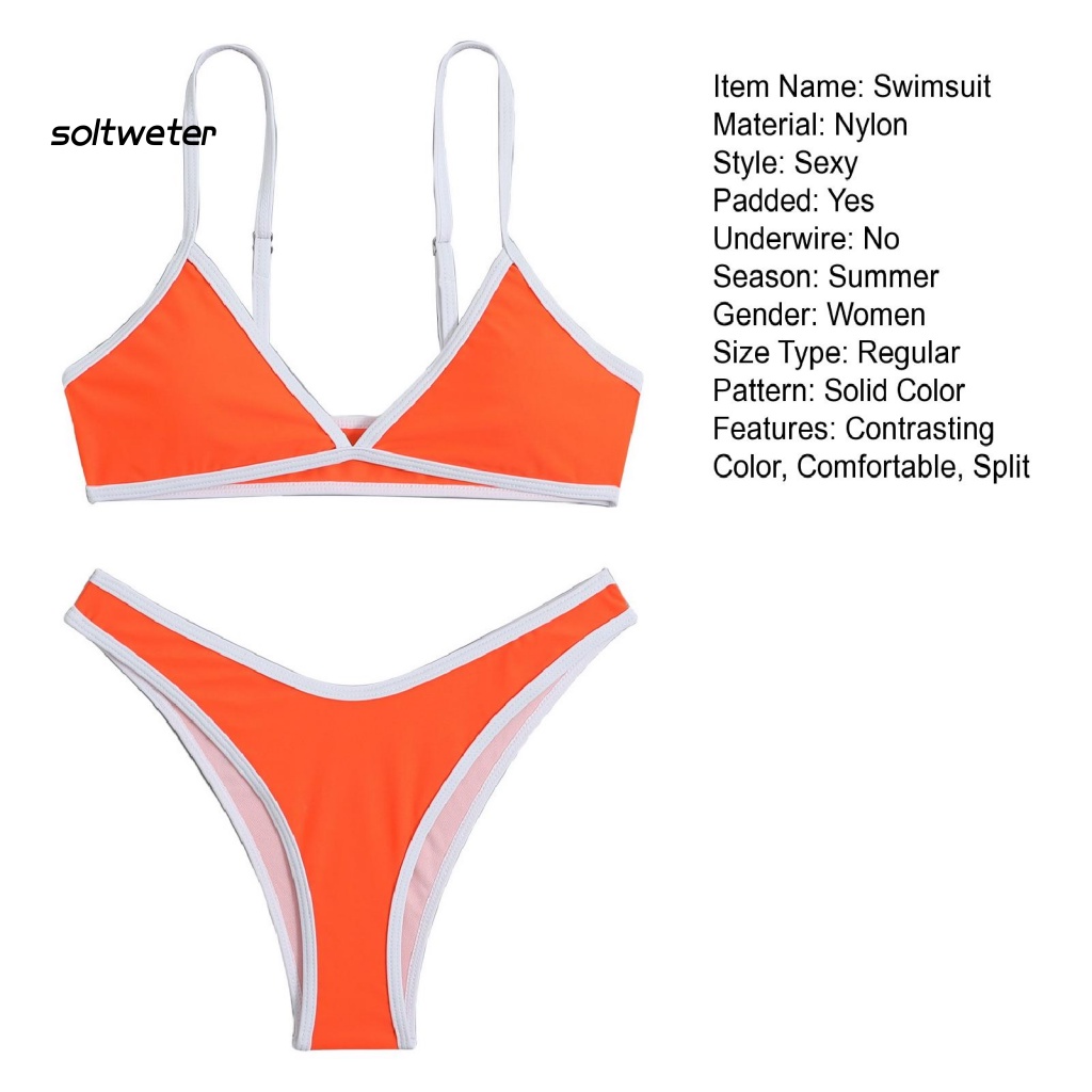 1 Bộ Đồ Bơi Hai Mảnh Không Gọng Có Mút Đệm Màu Sắc Tương Phản Dành Cho Nữ