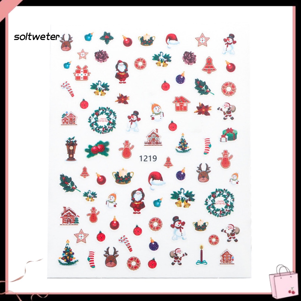 Miếng Dán Trang Trí Móng Tay 3D Siêu Mỏng In Họa Tiết Giáng Sinh Dễ Thương Dành Cho Nữ