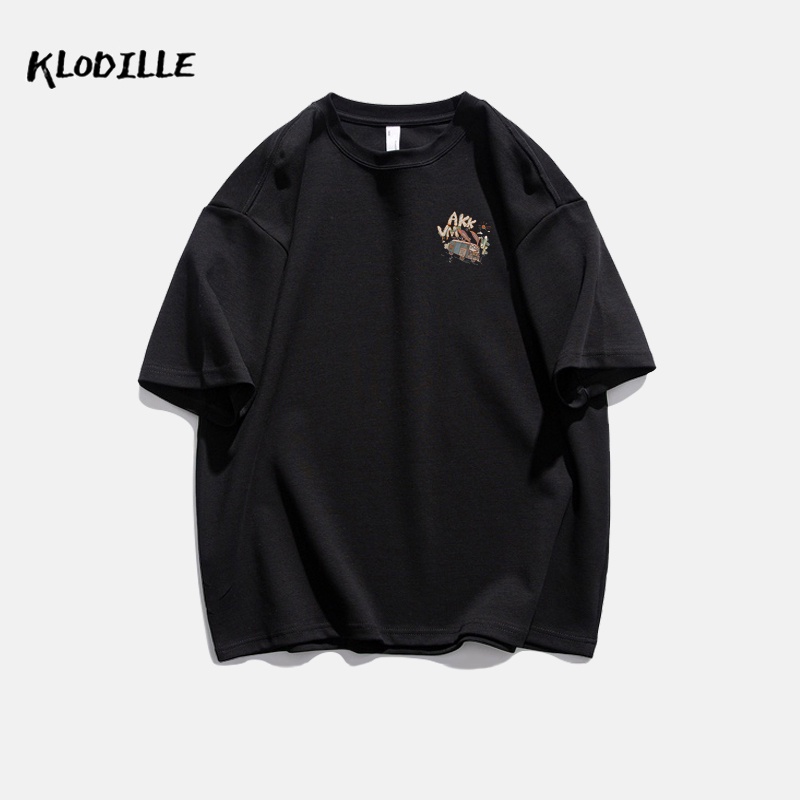 KLODILLE Áo Thun 100% Cotton Tay Ngắn Dáng Rộng In Hoạ Tiết Đơn Giản Trẻ Trung Cho Nam Giới Local Brand