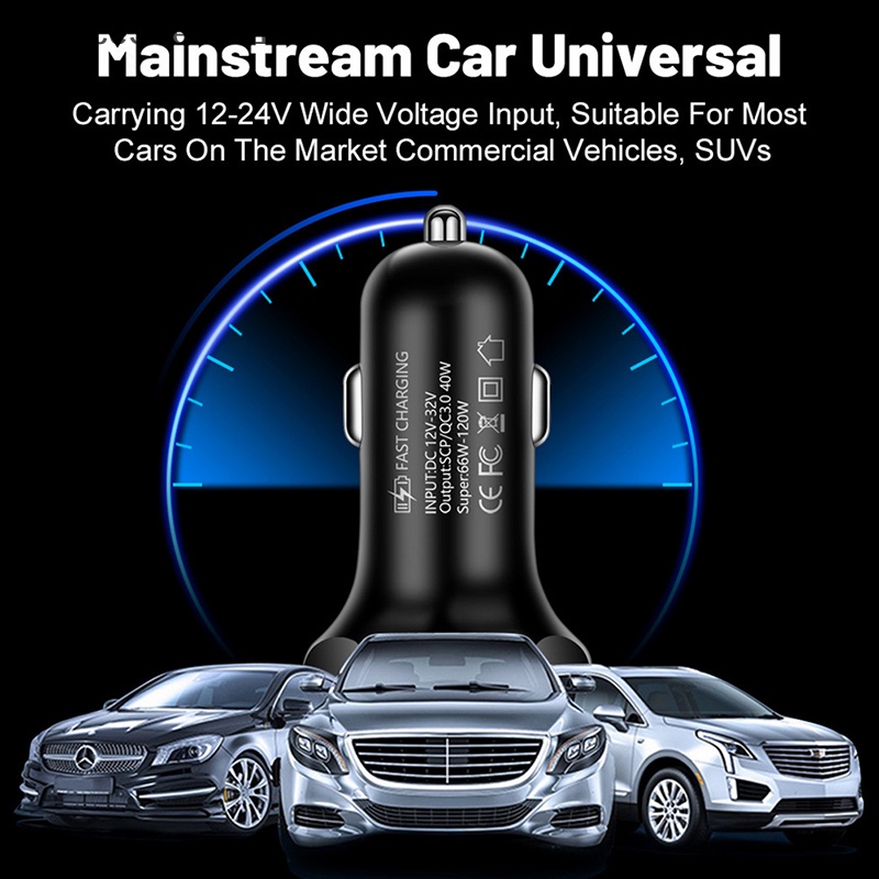 Tẩu Sạc Điện Thoại Di Động 4 Cổng USB 66W Cho Xe Hơi