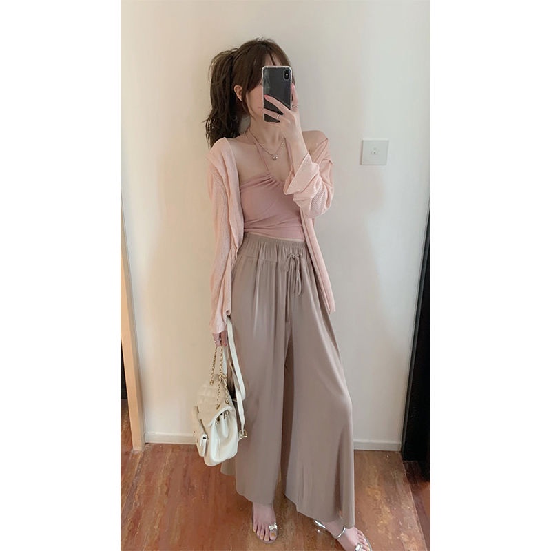 Áo Ngắn Hai Dây Ôm Dáng Màu Hồng Thuần Khiết Phong Cách Mới Mùa Hè Cho Nữ Niche