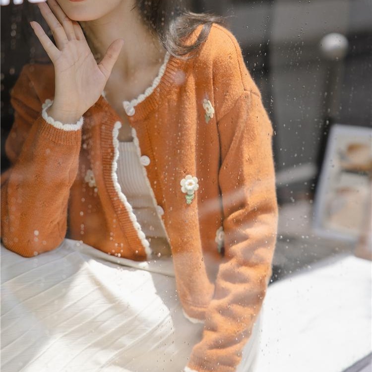 Áo Cardigan Dệt Kim Dáng Ngắn Phong Cách Vintage Hàn Quốc